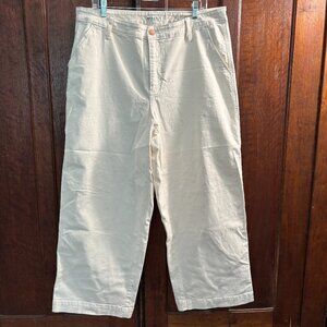 Ava Viv off-white stretch denim wide leg pants
